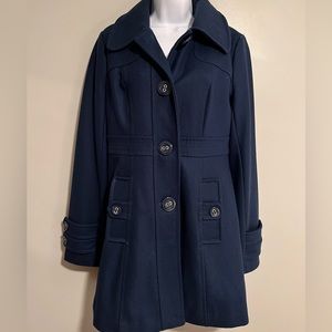 Anthropologie Tulle Navy Pea Coat Large